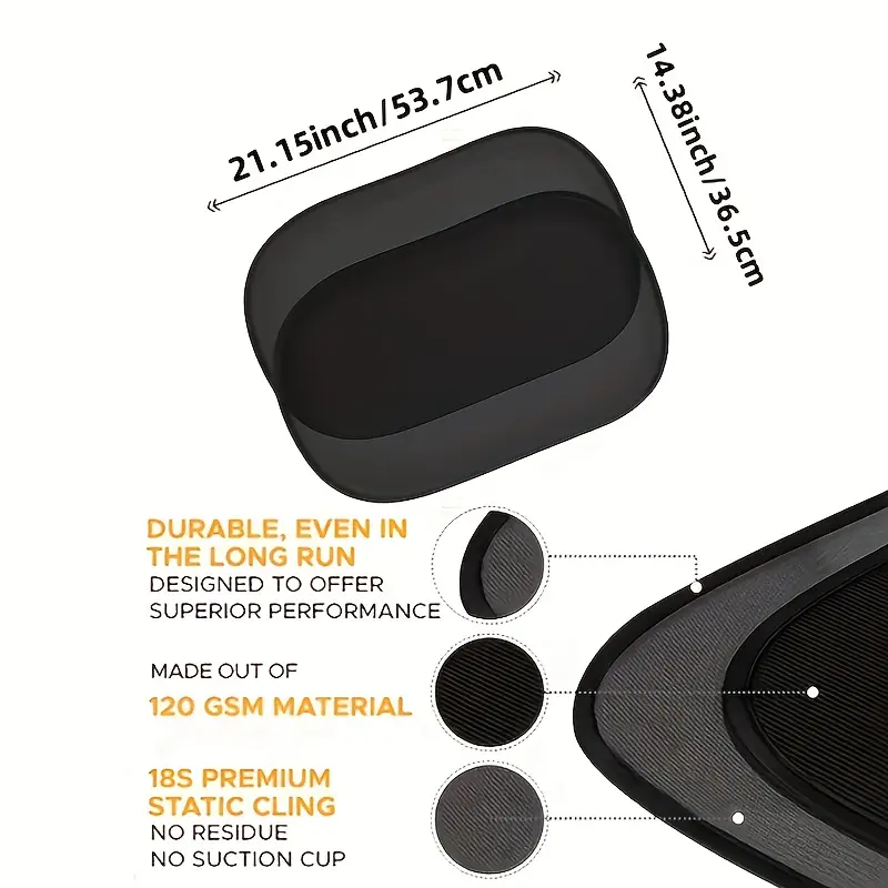2/4pcs Miniature Static Cling Car Window Shades, Removable Oval Nylon Mesh Sun Glare Blockers for Side & Driver Windows, Black Frame, Easy Install & Remove, Reduces Eye Strain & Enhances Driving Comfort, Driving Comfort Enhancement | Suction Cup Attachmen