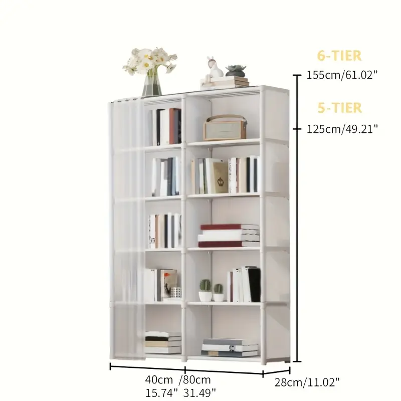 6-tier Multi-purpose Storage Shelf, Easy to Assemble, 15.75-inch Simple Clothing Storage Bin, Dust-proof Miscellaneous Item Bookshelf, Suitable for Offices, Classrooms, Living Rooms, Bedrooms, And Dormitories, Organization And Storage, Christmas Gift