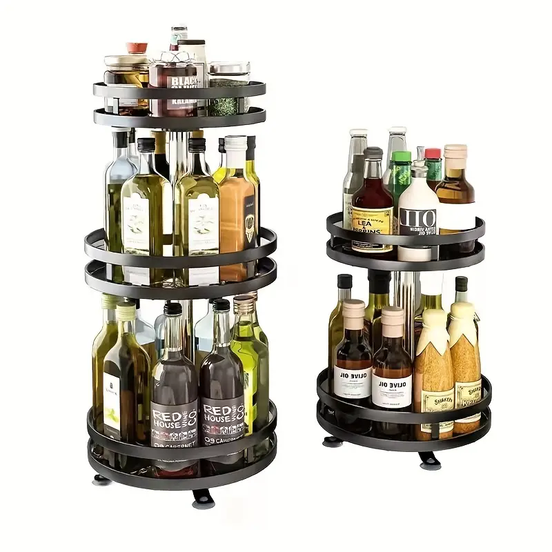 Rotatable 360 Degrees Kitchen Storage Rack Seasoning Storage Storage Rack Storage Box Oil Salt Sauce Vinegar Spice Jar Rack