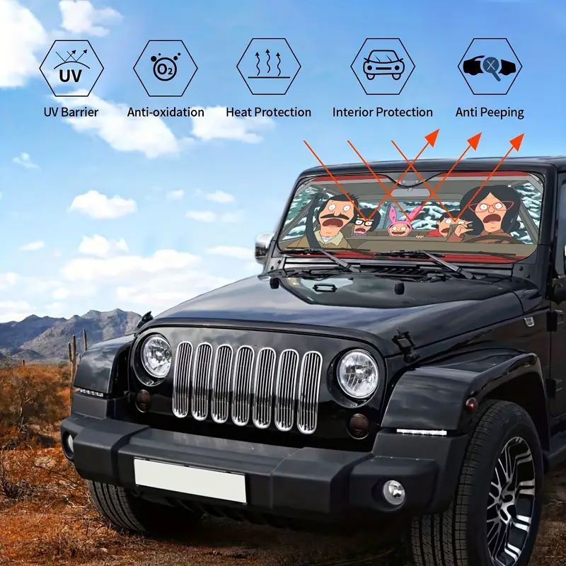 1pc Car Windshield Sunshade, Front Auto Car Windshield Sun Shade Blocks UV Rays Sun Visor Protector-Keep Your Vehicle Cool 29.9 x 55inch