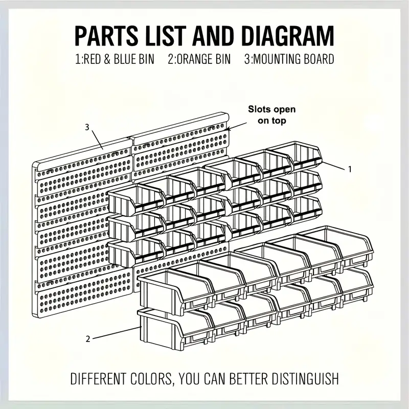 30pcs Wall-Mounted Storage Rack System - Perfect for Screws, Nuts, Bolts, Nails, Beads & Small Hardware - Easy Install, Heavy Duty Garage Organizer Is Perfect As A Gift,, Stackable Tool Box