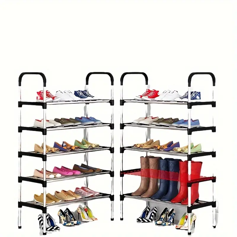 1pc Freestanding Galvanized Steel Pipe Shoe Rack - Multi-Layer, Space-Saving Design for Home & Office Entryway Storage, Easy Assembly, No Tools Required, Rental Property Storage | Spacesaving Rack | Durable Metal Rack, Shoe Storage Organizer