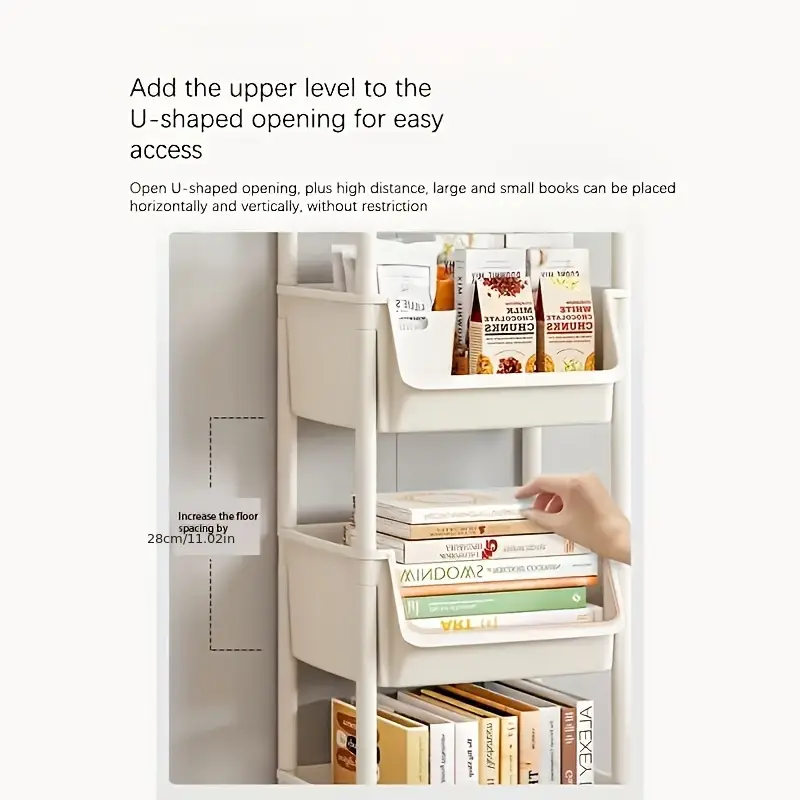 1pc/5 Layer  Storage Shelf, Non-Electric, Wheel-Based Mobile Shelf For Optimal Storage Racks In Living Room, Bedroom, Dormitory, Office, Garage Space, Utility Shelves