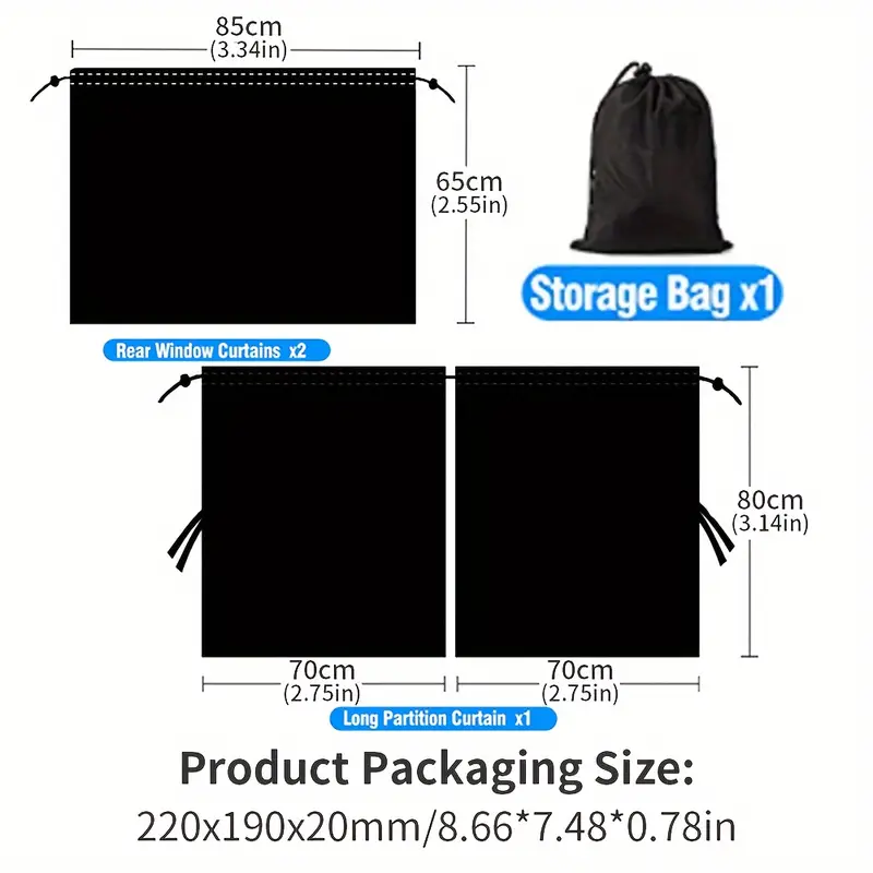 Travel-Ready Car Curtain Set - 95% Sun Blocking, Privacy Shades for Rear & Side Windows - Durable SUV Sunshade for Camping and Road Trips