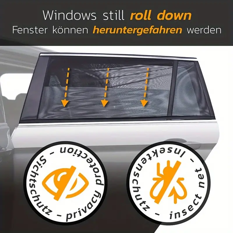 Car Privacy Screen with Zipper - UV Protection, Insect Proof, And Breathable Mesh for Car Windows