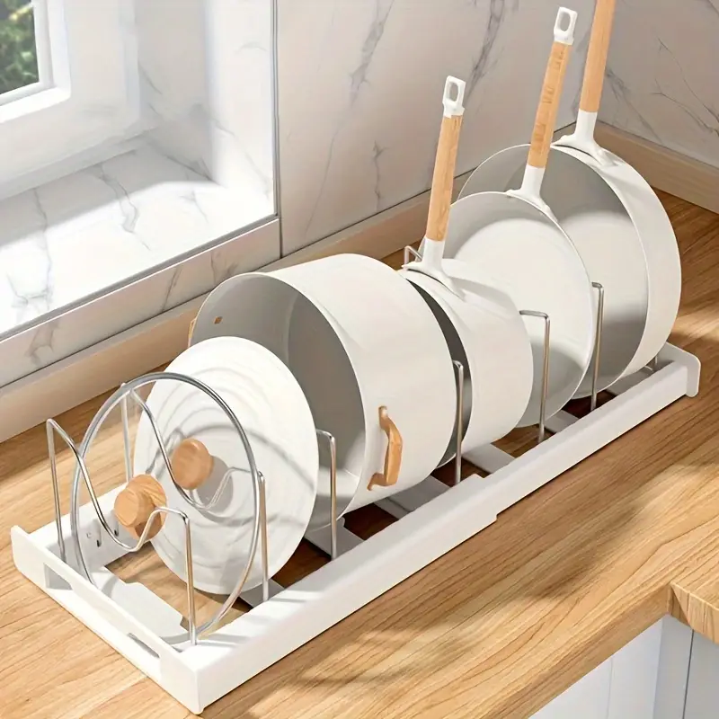 1pc Adjustable Multi-Purpose Pot Organizer Rack For Kitchen Cabinet - Expandable Pots And Pans Organizer With Adjustable Dividers - Home Kitchen Accessories For Easy Storage And Organization