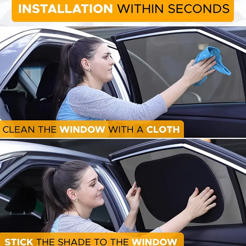 2/4pcs Miniature Static Cling Car Window Shades, Removable Oval Nylon Mesh Sun Glare Blockers for Side & Driver Windows, Black Frame, Easy Install & Remove, Reduces Eye Strain & Enhances Driving Comfort, Driving Comfort Enhancement | Suction Cup Attachmen
