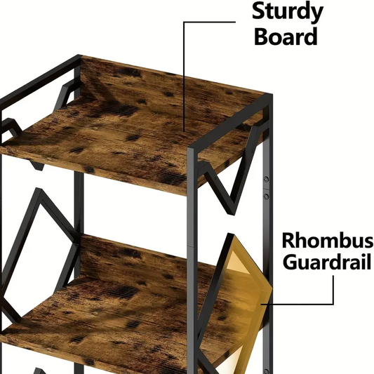 Modern Minimalist 3-Tier Black Metal Bookshelf with Wood Accents - Space-Saving Design for Office, Living Room, Bedroom - Holds Books, Plants, and Decor - Sturdy Support & Easy Assembly, Bookshelf Decorations, Standing Shelf