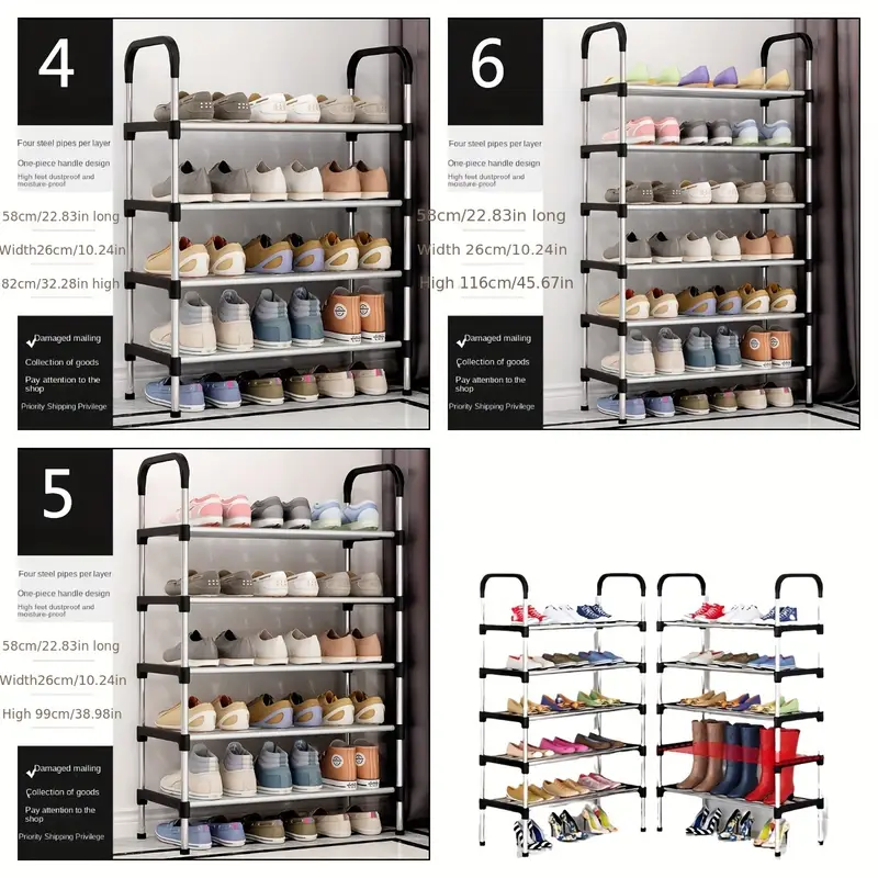 1pc Freestanding Galvanized Steel Pipe Shoe Rack - Multi-Layer, Space-Saving Design for Home & Office Entryway Storage, Easy Assembly, No Tools Required, Rental Property Storage | Spacesaving Rack | Durable Metal Rack, Shoe Storage Organizer