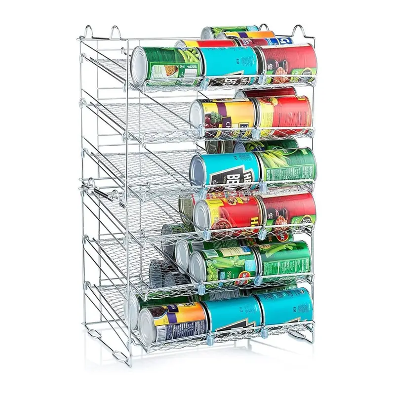 Stackable Pantry Can Organizer - 3-Tier Soda Can Organizer - Multifunctional Chrome-Finish Can Rack Organizer for Up to 36 Cans - For Pantry, Kitchen Cabinet, Countertop, Under Sink - 17x13x13