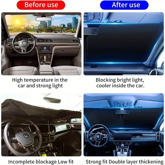 Fashionable Car Windshield Sunshade Durable Sun Blocker for Car Blackout Anti-Glare Sun Visor Extender for Vehicles When Parked. Essential Accessory for Modern Drivers.