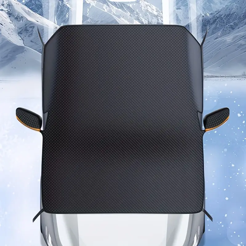1pc Fit Car Half Cover - Black with Orange & Green Accents, Rainproof & Sun-Blocking, Heat-Insulating, Thick Polyester Front Sunshade - Ideal for All Seasons