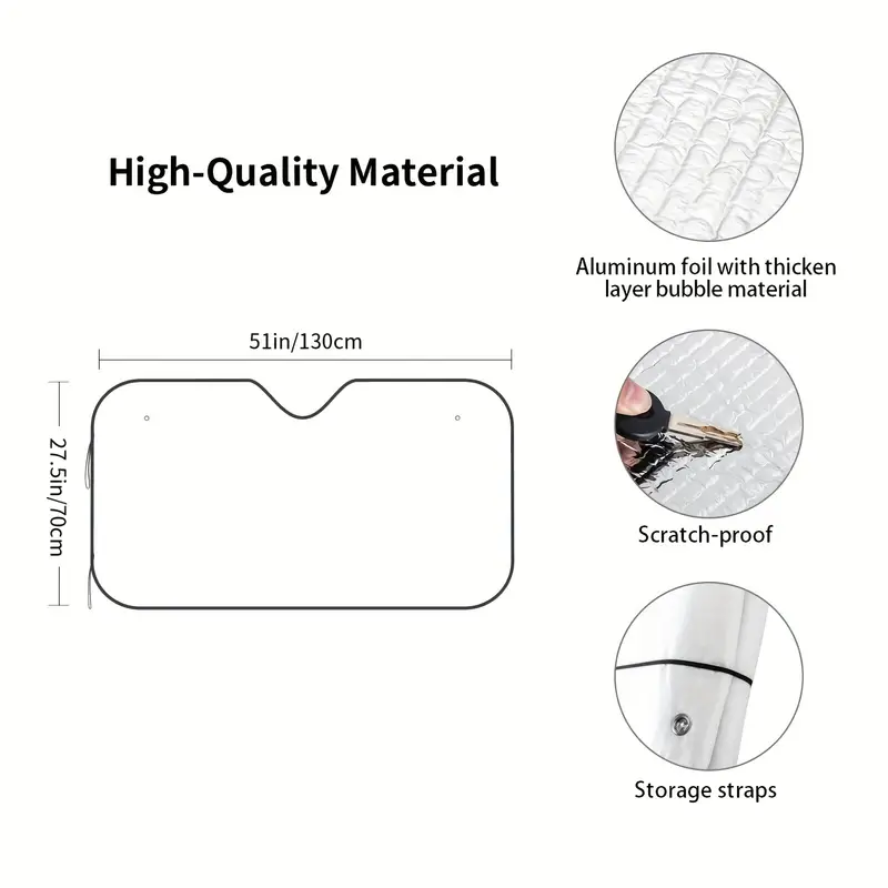 Cute Duck Car Windshield Sun Shade - Heat Shield Visor for Jeep & SUV - Scratch-Proof Aluminum Bubble Material Windshield Cover with Storage Straps - 27.5x51 Inch