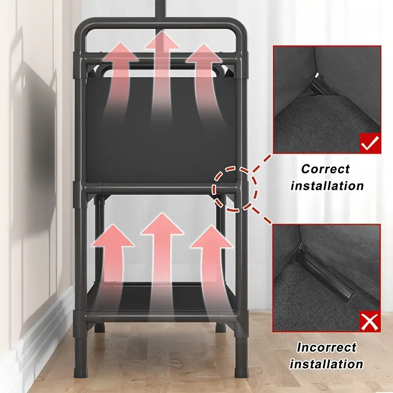 1pc Clothing Rack With Storage Bag, 3-in-1 Garment Rack, Non-woven Shelves For Shoes, Clothes Rack For Bedroom, Hallway, Entryway
