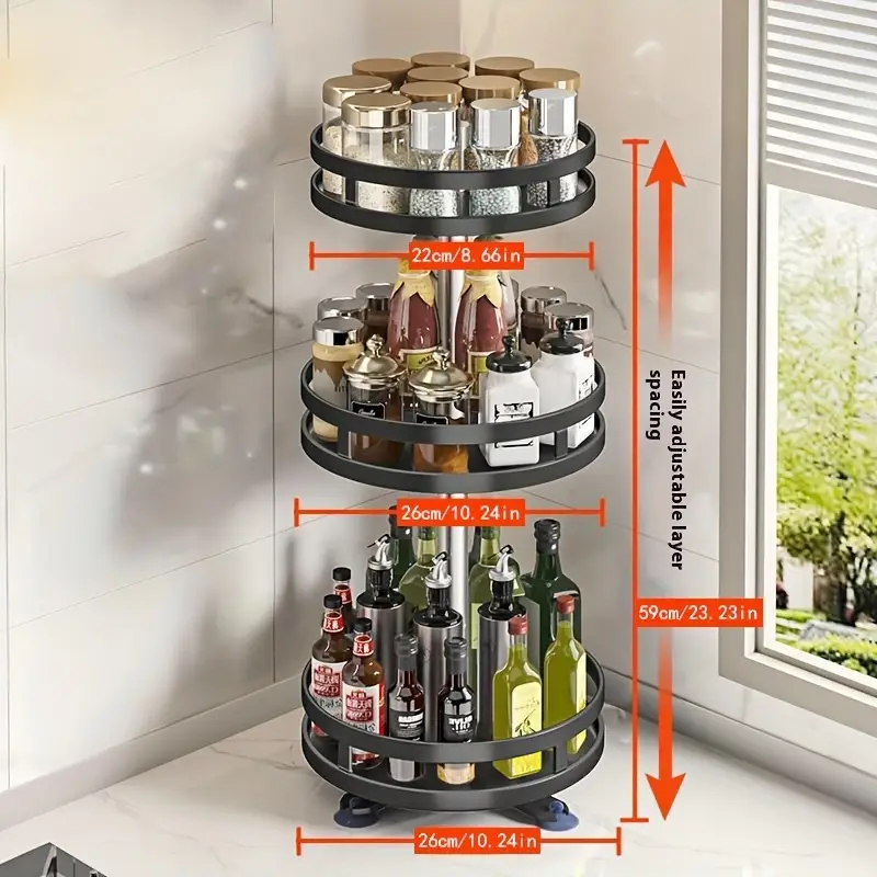 Rotatable 360 Degrees Kitchen Storage Rack Seasoning Storage Storage Rack Storage Box Oil Salt Sauce Vinegar Spice Jar Rack