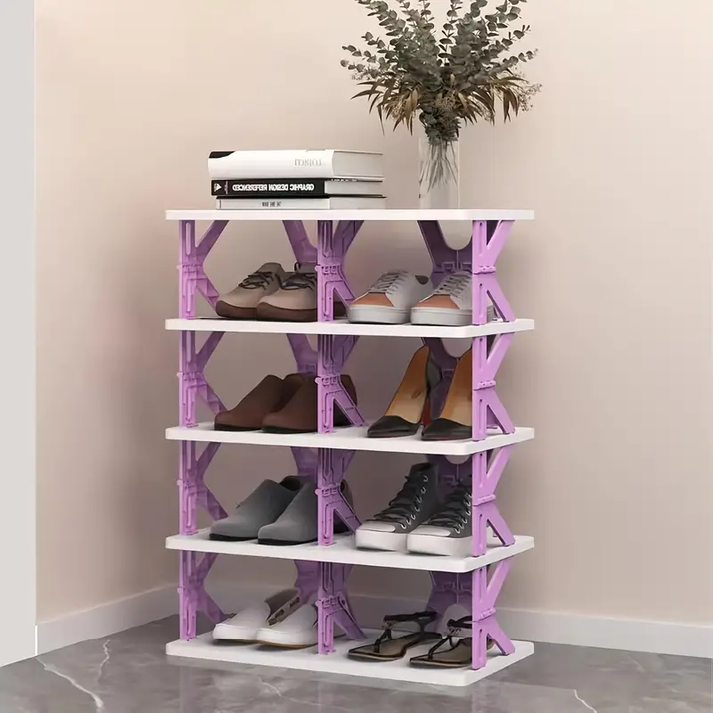 Space-Saving 3/4/5/6-Tier Foldable Shoe Rack Organizer - No Assembly Required, Durable Plastic, Holds Up to 44.09LB, Perfect for Bedroom, Entryway, Closet, Living Room & Hallway - White