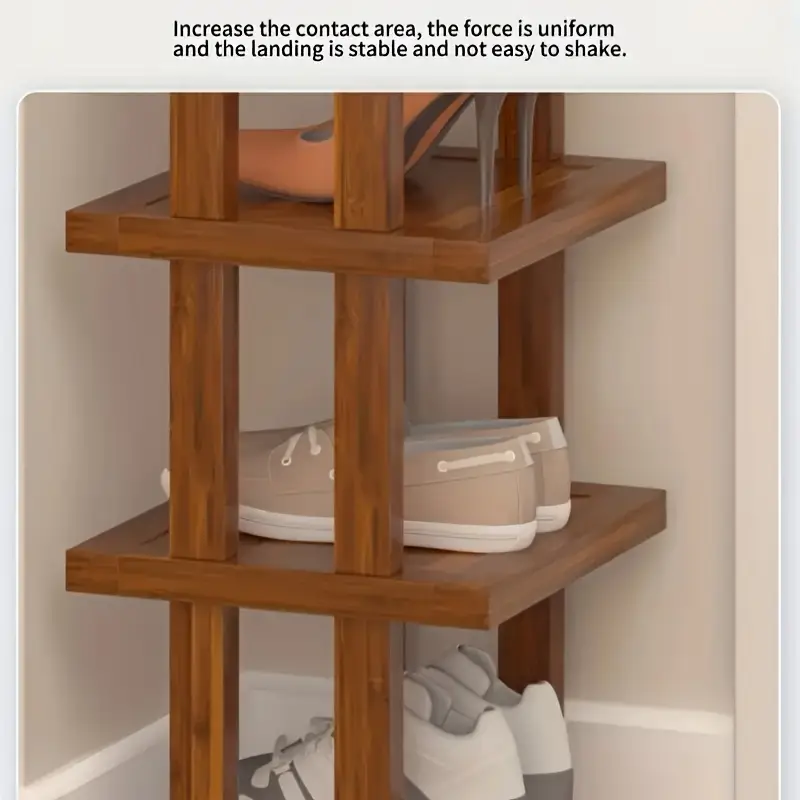 Vertical Bamboo Shoe Rack - A High And Narrow Shoe Rack Manager Suitable For Small Spaces, Used For Bamboo Shoe Racks At Entrances, Wardrobes, Corners, And Doorways