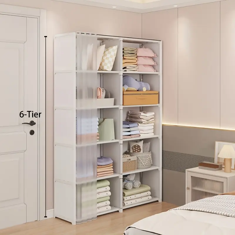 6-tier Multi-purpose Storage Shelf, Easy to Assemble, 15.75-inch Simple Clothing Storage Bin, Dust-proof Miscellaneous Item Bookshelf, Suitable for Offices, Classrooms, Living Rooms, Bedrooms, And Dormitories, Organization And Storage, Christmas Gift