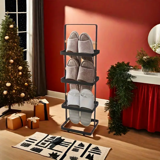 Sleek Design, Stackable Multi-Layer Shoe Rack - Durable Black, Perfect for Entryway, Closet, Garage & Bedroom Storage