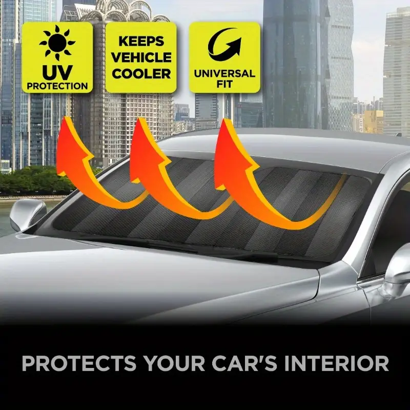 Fits all vehicle windshields Black Folding Visor 1pc, 63" x 28.5"