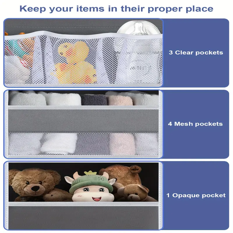 6-Shelf Over-the-Door Organizer with 8 Large Pockets – Anti-Tilt Hanging Storage for Pantry, Nursery, Bathroom, Bedroom, Kitchen, Dorm & Camper – Gray Polyester Multi-Room Organizer, Kitchen Organizers And Storage