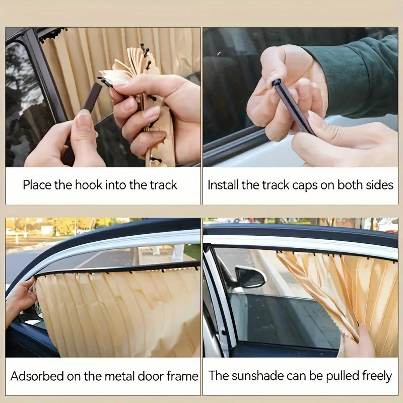 4 Car Sunshades, Window Privacy Protection Curtains, Retractable UV Protection Shades for Car Windows, Sun-Blocking And Heat-Insulating Side Window Shades, Car Curtains.
