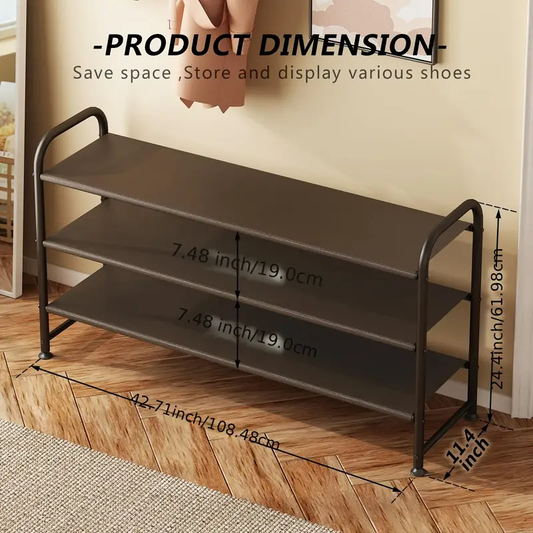 Shoe Rack 3 Tier Long Storage Organizer Wide Metal Shoe Shelf for Closet Entryway