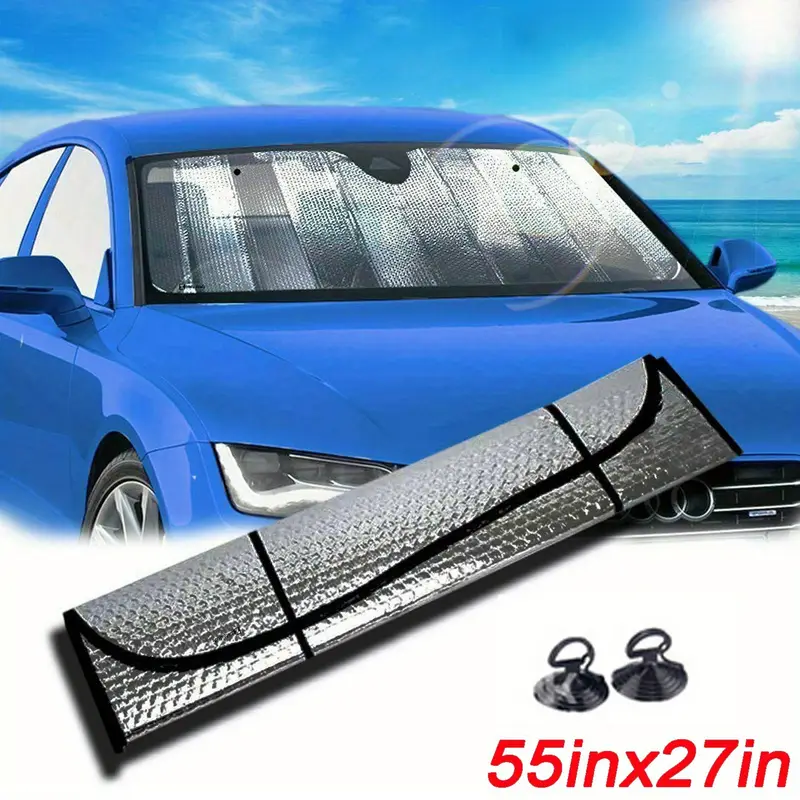 A Car Windshield Sunshade: The Front Window Can Be Folded Sunshade - To Prevent Ultraviolet Rays And Reduce The Temperature Inside The Car, Suitable For Most Vehicles.