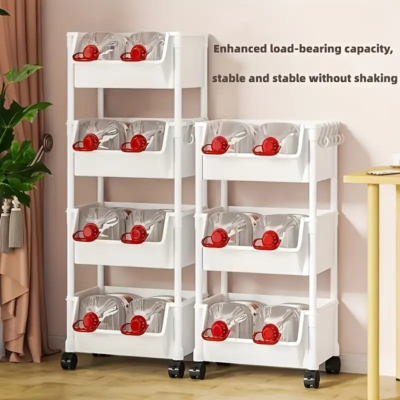 1pc/5 Layer  Storage Shelf, Non-Electric, Wheel-Based Mobile Shelf For Optimal Storage Racks In Living Room, Bedroom, Dormitory, Office, Garage Space, Utility Shelves
