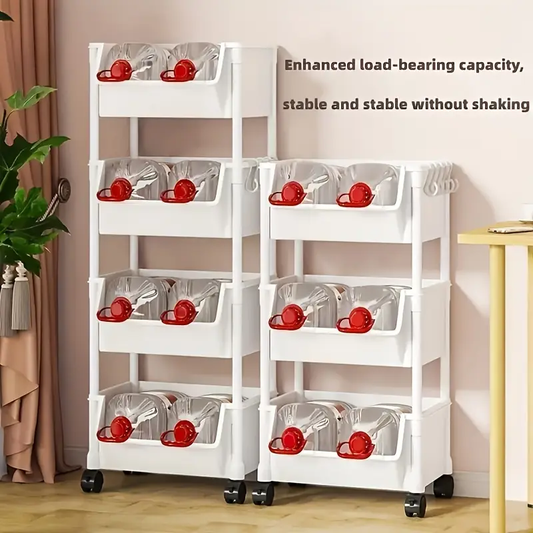 1pc/5 Layer  Storage Shelf, Non-Electric, Wheel-Based Mobile Shelf For Optimal Storage Racks In Living Room, Bedroom, Dormitory, Office, Garage Space, Utility Shelves