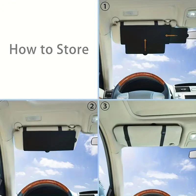 1pc Car Sun Visor with Extender, Front Curtain Shade, Universal Fit