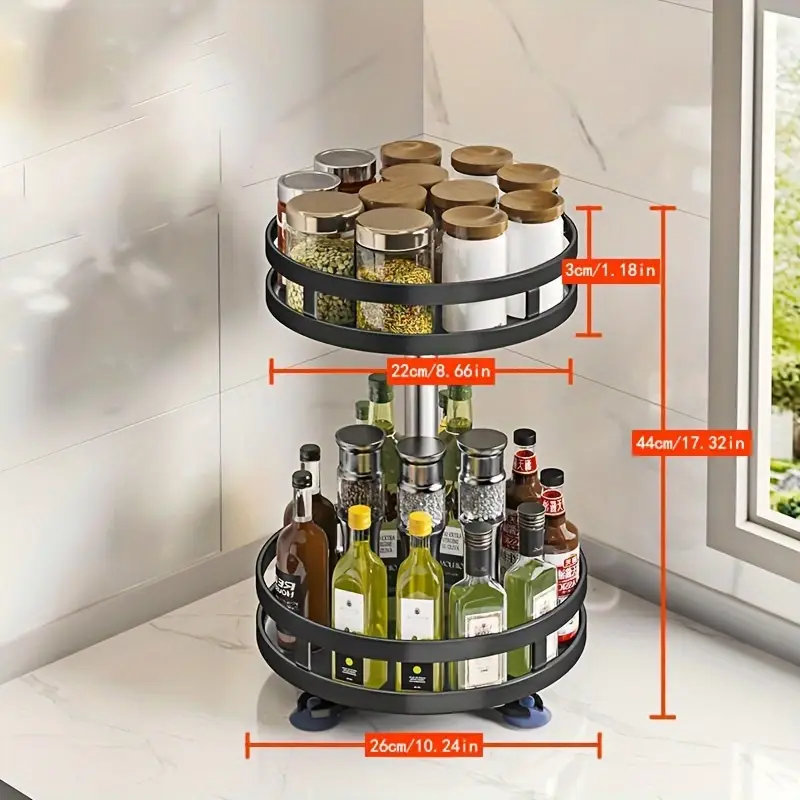 Rotatable 360 Degrees Kitchen Storage Rack Seasoning Storage Storage Rack Storage Box Oil Salt Sauce Vinegar Spice Jar Rack