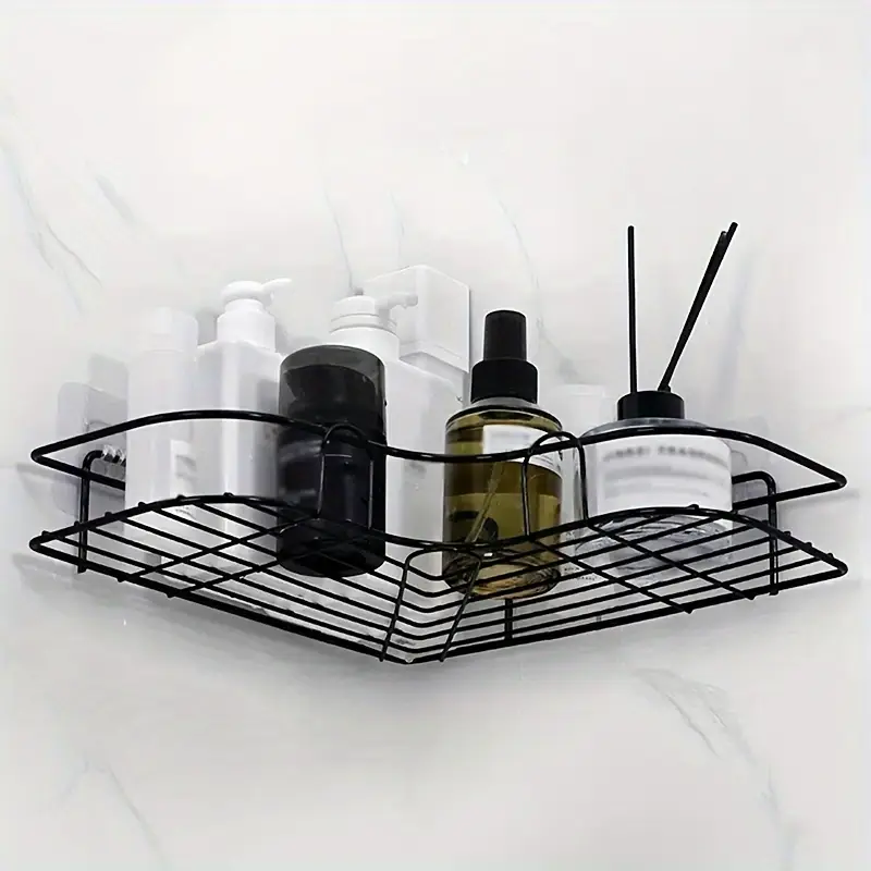 1pc Bathroom Shelf, Shower Caddy Rack, Bathroom Kitchen No Punching Triangle Storage Rack, Shower Shelf, Shampoo Storage Rack Holder, Bathroom Accessories